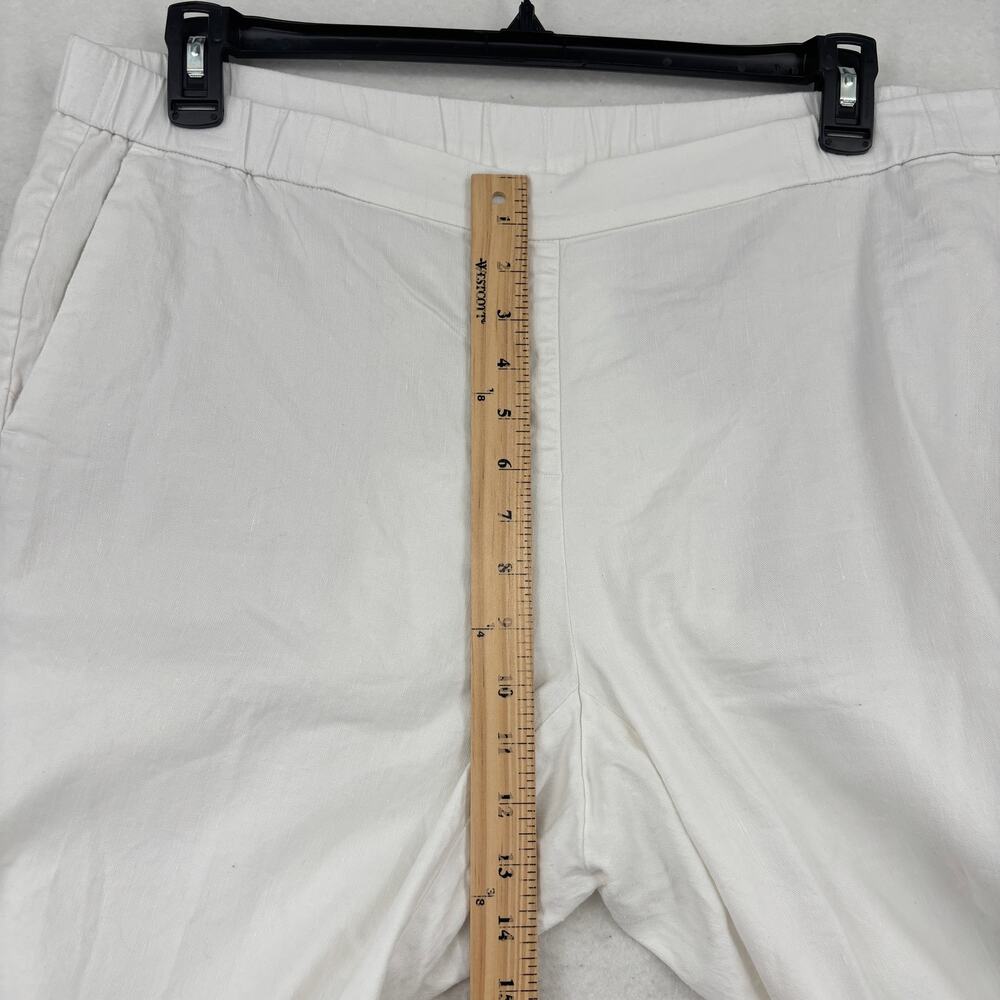 J Jill Crop Pants Size XL Tall White Linen Stretch Pull On Pockets High Rise - Picture 8 of 10